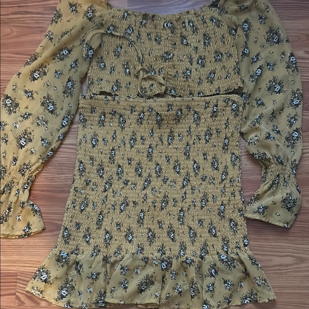 Floral Yellow Smocked Top